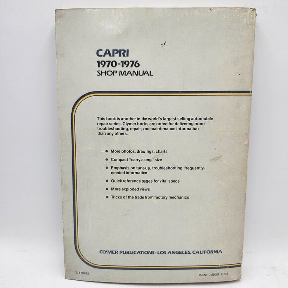Clymer Mercury Capri 1970 1976 Shop Manual A143 Vintage Repair Guide - Picture 2 of 8